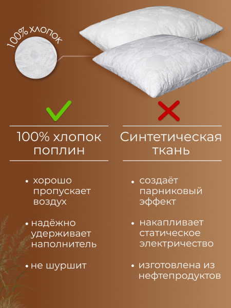 Подушка ов шерсть, х/ф стег тк хлопк (80/20)