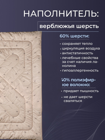 Одеяло верблюжья шерсть (300) тик (80/20) стеганое