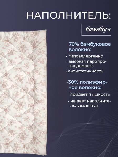 Одеяло бамбук (300) тк поплин