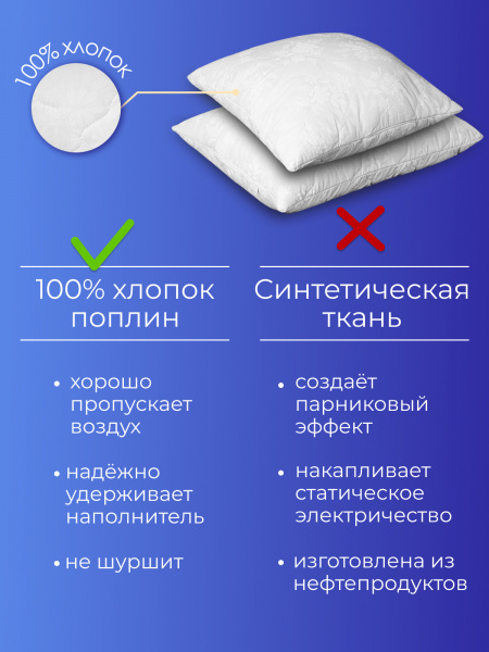 Подушка лён, заменитель лебяжьего пуха стеганая