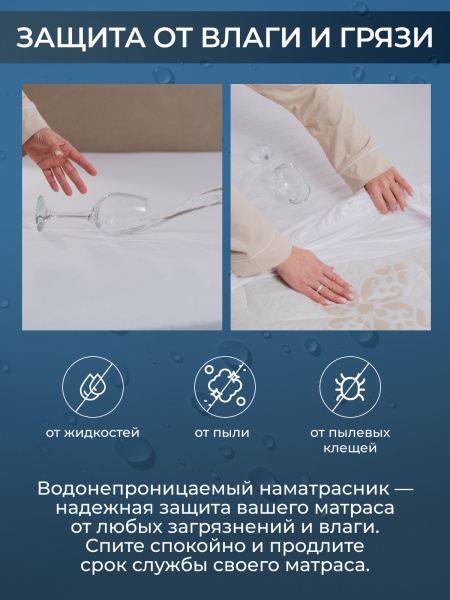 Наматрасник с юбкой водонепроницаемый борт 30 см
